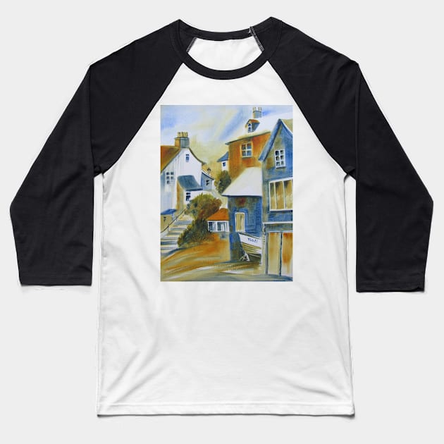 Memories of Robin Hood's Bay Baseball T-Shirt by bevmorgan